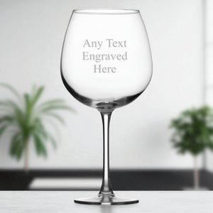 Personalised Engraved Large Full Bottle Capacity Wine Glass 26.5oz (75cl) Ideal For Birthday Wedding Anniversary Christmas Gift