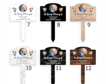 Personalised Picture In Loving Memory Floral/Dove Memorial Spike Stake Marker Tree Marker Garden Sign Various Colours Available (UV PRINTED)