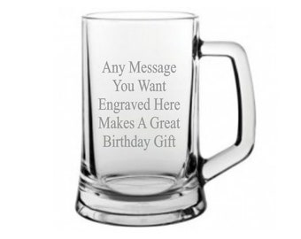 Personalised  Pint Glass Tankard In A Paper Box Any Text You Want