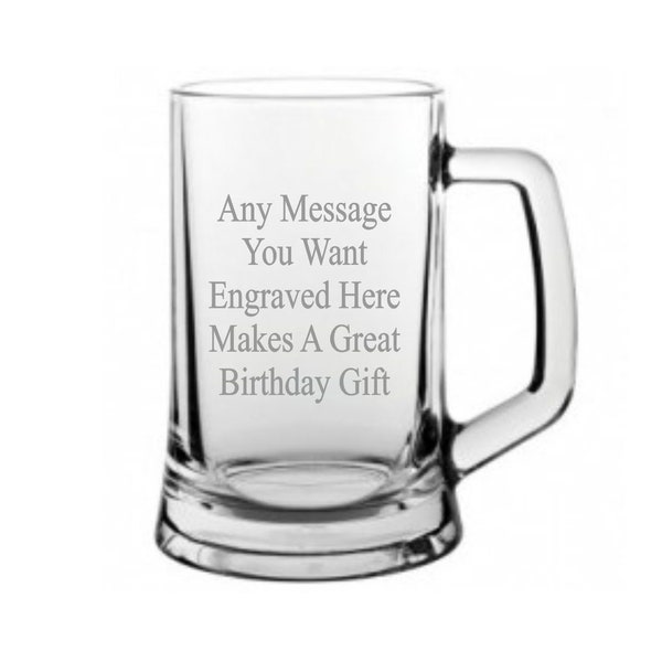 Personalised  Pint Glass Tankard In A Paper Box Any Text You Want