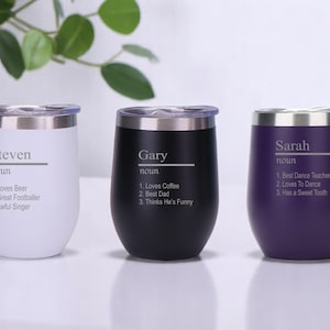 Personalised Name Noun/Definition 12oz Insulated Travel Cup Hot Cold Coffee Tea 8 Colours Available