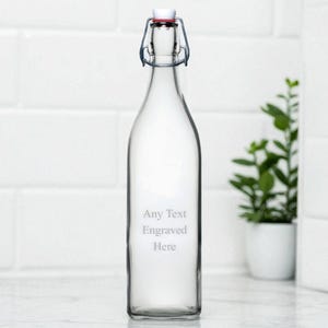 Personalised Engraved Glass Swing Bottle 1 Litre Ideal For Birthday Wedding Anniversary Retirement Christmas Gift