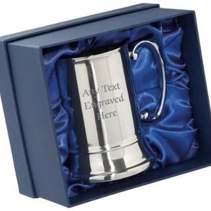 Personalised Stainless Steel US 1 Pint Tankard 500ml in a Silk Presentation Box Any Text You Want image 3