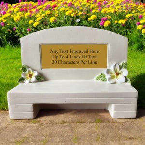 Personalised Engraved Memorial Bench With Engraved Plaque Grave Marker Available In White or Black