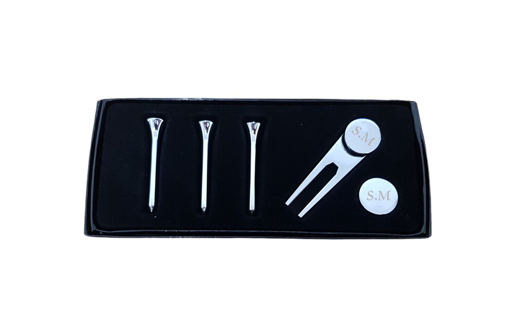 Personalised Engraved Golf Set 3 Tees, Pitch Repairer & Ball Marker