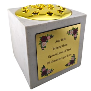 Personalised Printed Black Stone Effect Memorial Rose Bowl Grave Marker Flower Pot Vase With Flower Design (UV PRINTED) image 7
