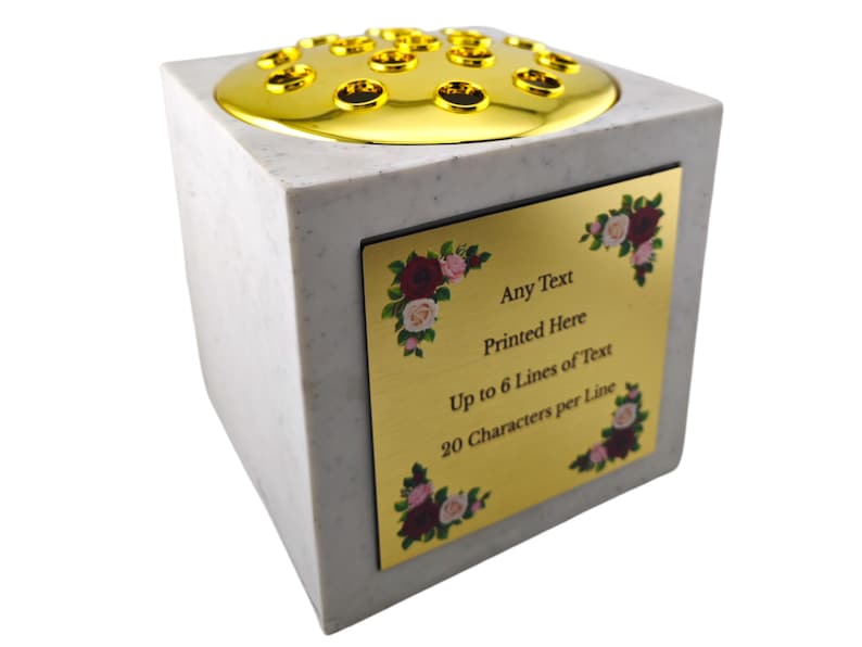 Personalised Printed Black Stone Effect Memorial Rose Bowl Grave Marker Flower Pot Vase With Flower Design (UV PRINTED) image 7