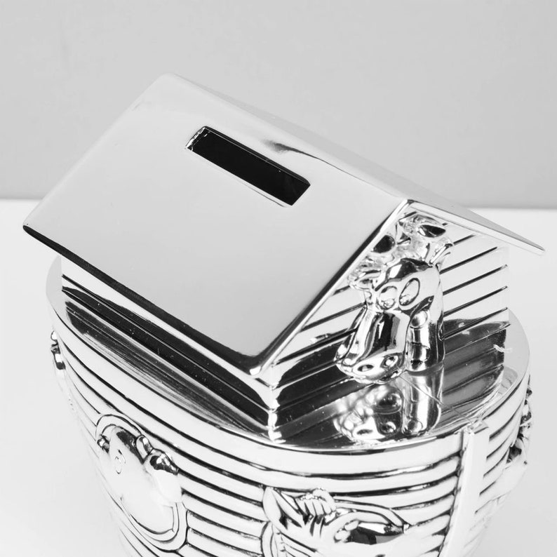 Personalised Engraved Silver-plated Noah's Ark Bank Money Box Christening / Birthday Gift image 5