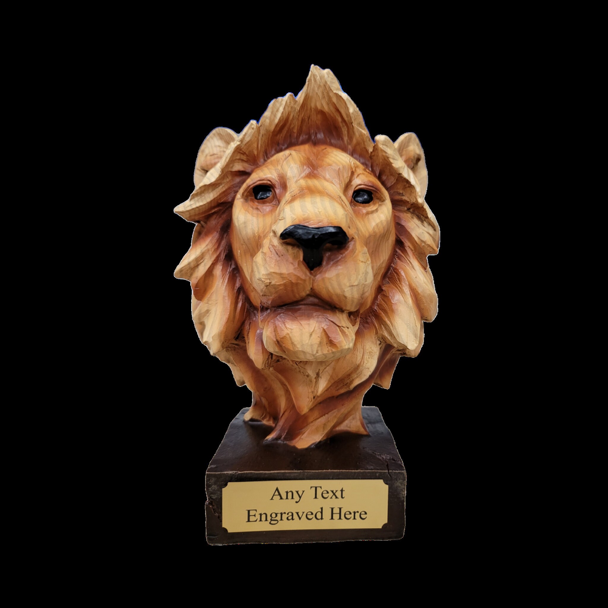 Personalised Lion Head Nature Craft Wood Effect Resin Figurine Etsy
