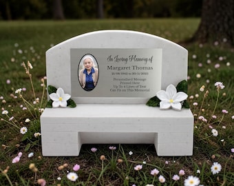 Personalised Printed Large Memorial Bench With Own Picture Grave Marker White or Black (UV PRINTED)