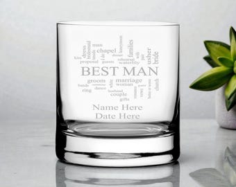 Personalised Engraved Wedding Design Whiskey/Whisky Glass 10oz  Groom Groomsman Father Of The Groom/ Bride Best Man