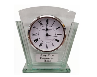 Personalised Glass Bezel Mantel Clock Wedding/ Anniversary/ Birthday/ Retirement