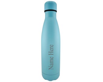 500mlの保温ウォーターボトルに名前を刻印できるピンクの