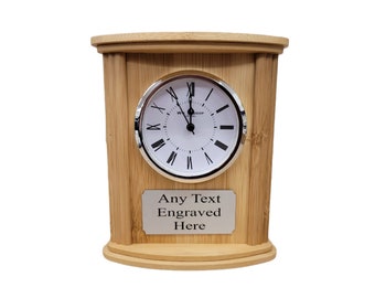 Personalised Bamboo Wood Mantel Clock Wedding/ Anniversary/ Birthday/ Retirement