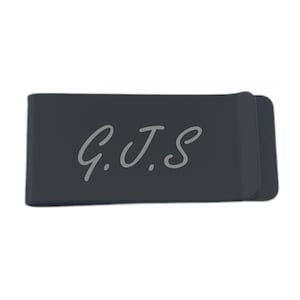 Personalisierte gravierte Initialen Geldspange aus gebürstetem Silber oder mattem Schwarz erhältlich Ideal für Papa Opa Vatertag Weihnachten Herren Geschenk