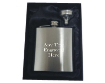 Personalised 6oz Silver Hip Flask In A Silk Lined Gift Box With Funnel