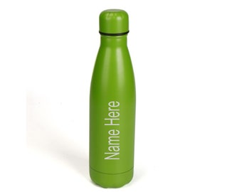 Personalised Green Any Name On A 500ml Thermos Insulated Water Bottle Like Chillys bottle 13 Colours To Choose From