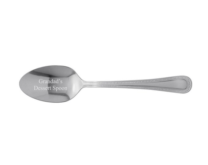 Personalised Engraved Dessert Spoon With Bead Design Any Text Engraved Ideal Gift For Birthday Fathers Day Mothers Day