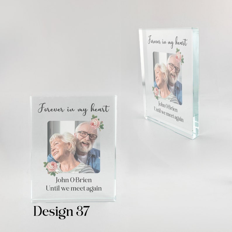 Personalised Printed Memorial Glass Block With Your Image & Text Various Design Available UV PRINTED image 1