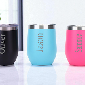 Personalisierte Gravierte Name 12 Unze Thermotasse Heiß Kalt Kaffee Tee 8 Farben erhältlich