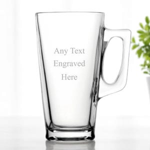 Personalised Engraved Latte Glass Conic Mug 13.25oz (38cl)