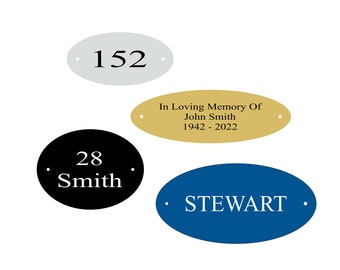 Engraved Oval Door Name Plate Sign/Plaque Various Sizes and Colours Available