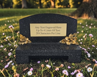 Personalised Engraved Memorial Bench With Engraved Plaque Grave Marker Available In Black or White