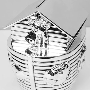 Personalised Engraved Silver-plated Noah's Ark Bank Money Box Christening / Birthday Gift image 4