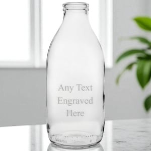 Personalised Engraved Glass Pint Milk Bottle 20oz (58cl) Ideal For Birthday Wedding Anniversary Retirement Christmas Gift