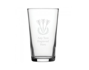 Personalised Engraved Conical Pint Glass 20oz (56cl) Various Design Available Darts Golf Masonic Fishing Football Cricket Chequered Flag