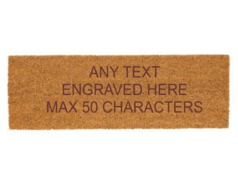 Personalised Engraved Any Text Coir Non Slip Door Mat 120cm x 40cm Other Designs and Sizes Available