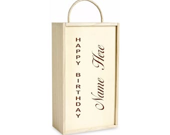 Personalised Engraved Wooden Double Wine Box Various Designs And Box Sizes Available Perfect Gift For Birthday Wedding Retirement