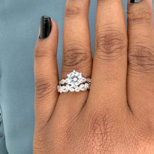 Moissanite Engagement Ring, Round Cut 2 CT Bridal Sets Wedding Ring, Solid 14K White Gold Engagement Ring, Handmade Jewelry, Women&#39;s Ring