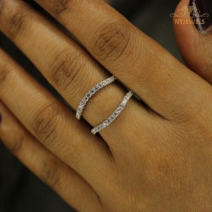 Round Cut 1 CT Ring Enhancer Guard, Solid 14K White Gold Ring Enhancer Guard, Customized Women's Wrap Ring Guard, Wedding Ring Guard For Her