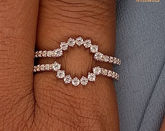 Round Cut 1.50 CT Moissanite Enhancer Ring Guard, Solid 14K White Gold Diamond Wedding & Engagement Ring Guard, Anniversary Gift For Wife