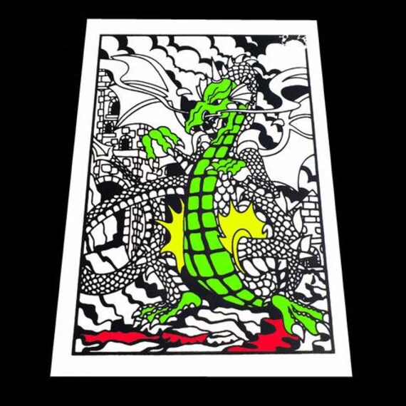 Dragon Velvet Art Fuzzy Felt Large 50cm x 35cm Kids Colouring Fun