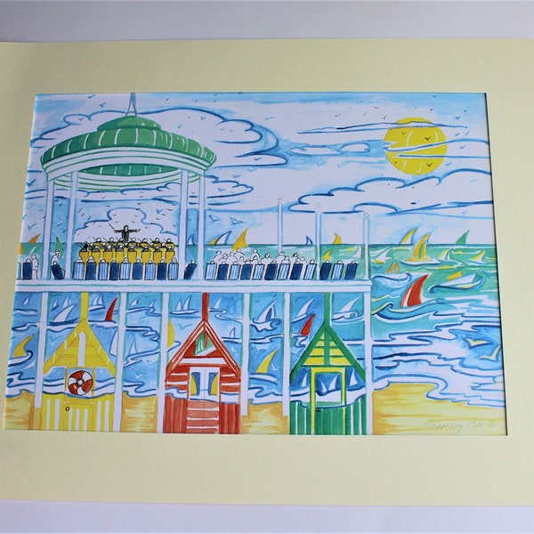 watercolour print of seaside bandstand