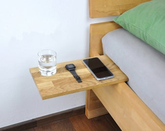 Floating bedside table | minimalist bed shelf without drilling