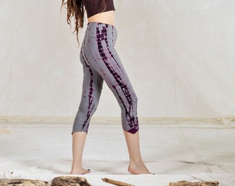 Gray Leggings, Yoga Pants, Festival Clothing, Boho Leggings, Festival Leggings, Purple Pants, Tie Dye Leggings, Women Leggings, Activewear