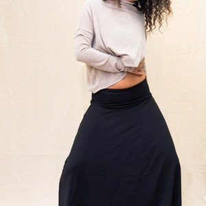 Black oversized natural cotton harem pants extreme low crotch skirt pants comfortable and cozy cotton fabric pants for dance and movement image 5