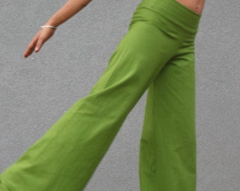 Wide Leg Pants, Rave Pants Women, High Waisted Pants, Festival Clothing, Cotton Pants, Yoga Pants, Green Pants, Boho Clothing, Loose Pants