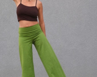 Hippie Pants, Yoga Pants, Cotton Pants, Boho Pants, Boho Clothing, Festival Clothing, Green Pants, Wide Leg Pants, Yoga Wear, Fitness Pants