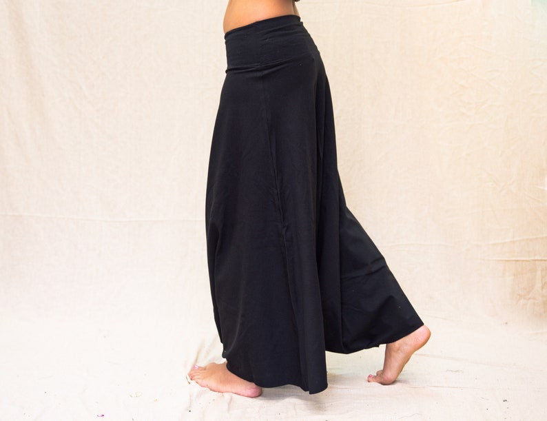 Black oversized natural cotton harem pants extreme low crotch skirt pants comfortable and cozy cotton fabric pants for dance and movement image 8