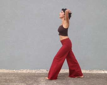 Cotton Pants, Wide Leg Pants, High Waisted Pants, Yoga Pants, Hippie Pants, Boho Pants, Boho Clothing, Ethnic Clothing, Red Yoga Pants, Chic