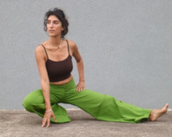 Yoga Pants, Boho Clothing, Green Pants, Hippie Pants, Cotton Pants, Boho Pants, Festival Clothing, Wide Leg Pants, Yoga Wear, Fitness Pants