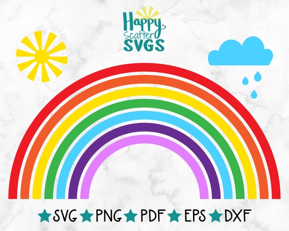 Download Rainbow Svg Cloud And Sun Included Colourful Svg Rainbow Etsy