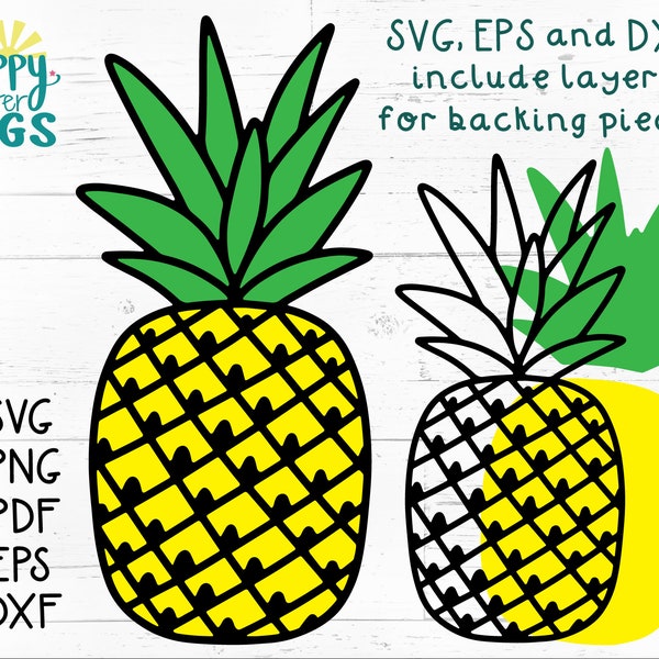 Pineapple SVG, Layered SVG, Scrapbooking Cut File, Tropical Clip Art, Fruit Cut File, Summer Holiday PDF, Vacation Vinyl Svg