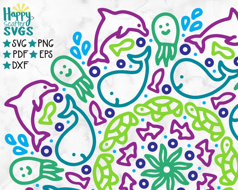 Download Cute Under Sea Mandala SVG Layered SVG Ocean Clipart Sea ...