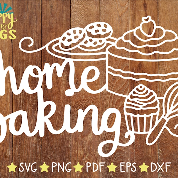 Home Baking SVG, Cakes Svg, Bake Off SVG, Scrapbook Title Cut File, Cooking Printable, Baking Vector File, Cupcake SVG, Whisk Svg, Apron Svg