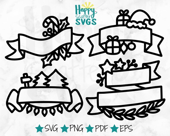 Christmas Banners Svgs 4 Shapes Included Ribbon Cut File Etsy